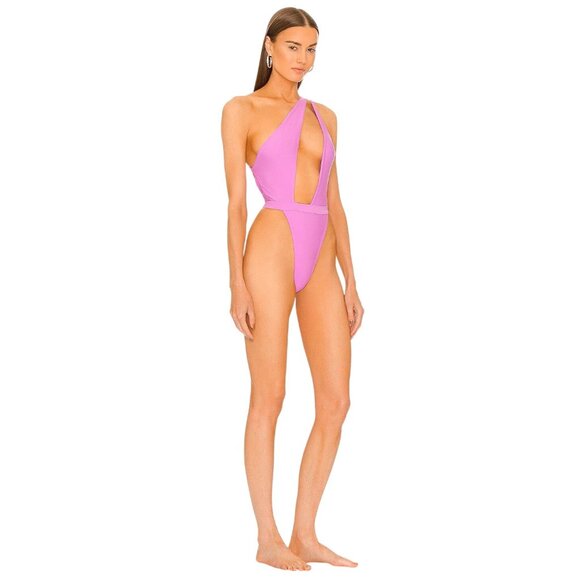 Michael Costello Kasie One Piece in Electric Purple Medium New Womens Swimsuit - Picture 3 of 7